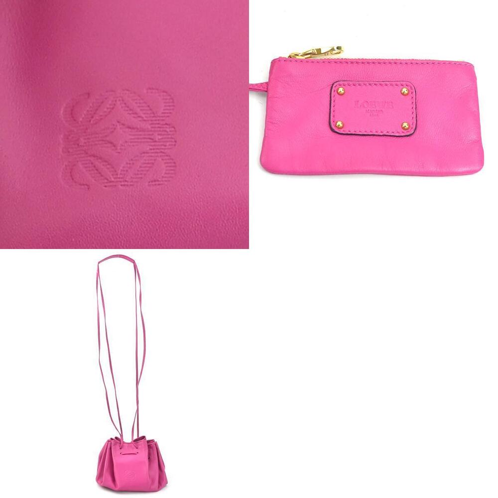 Loewe Crossbody Shoulder Bag Anagram Leather Magenta Gold - Picture 5 of 5